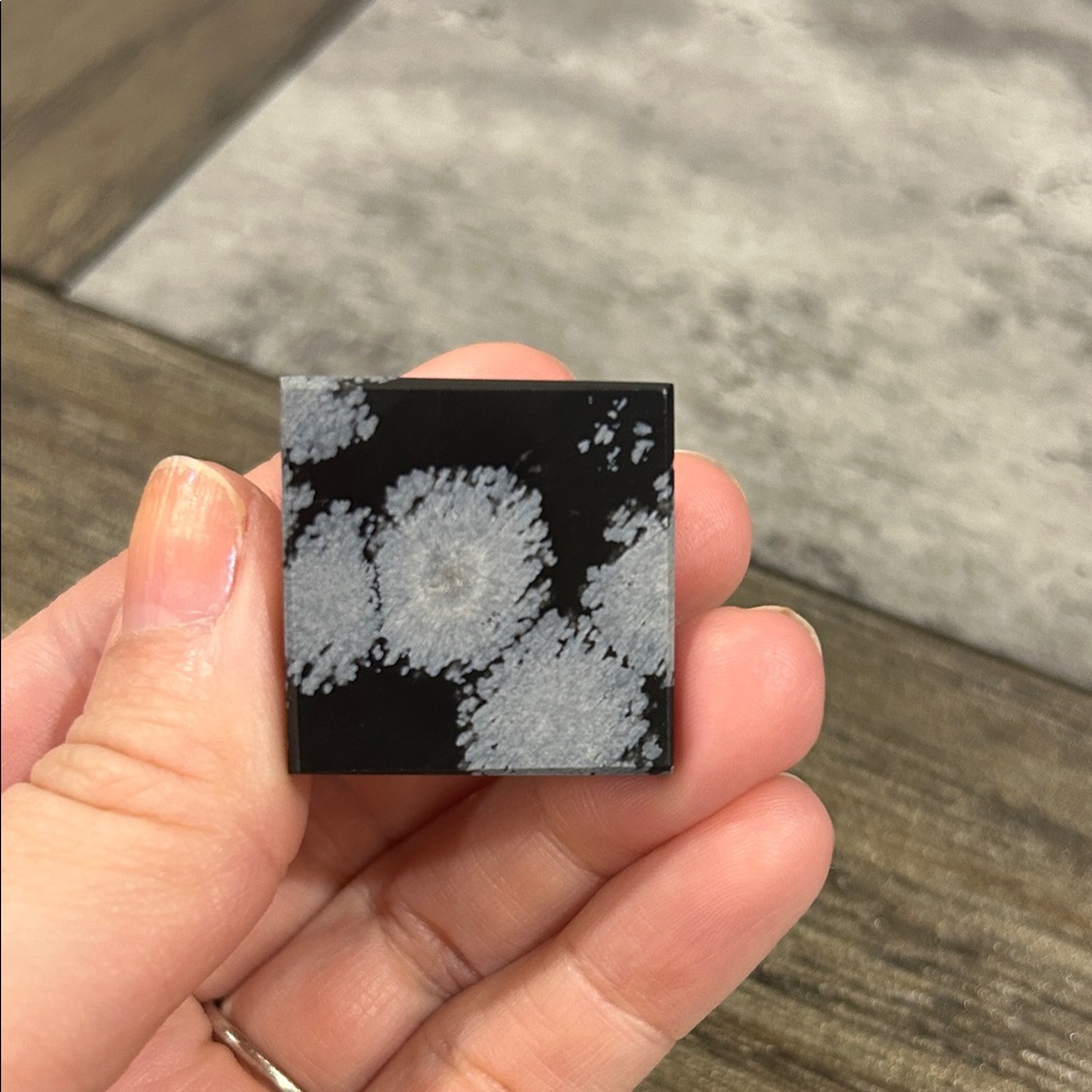 Snowflake Obsidian Pyramid Crystal - Black with Gray Snow Patterns - Picture 8 of 9